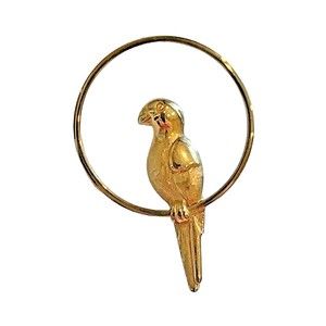 Avon Parrot Perching on a Hoop Tie Tack Pin 1980